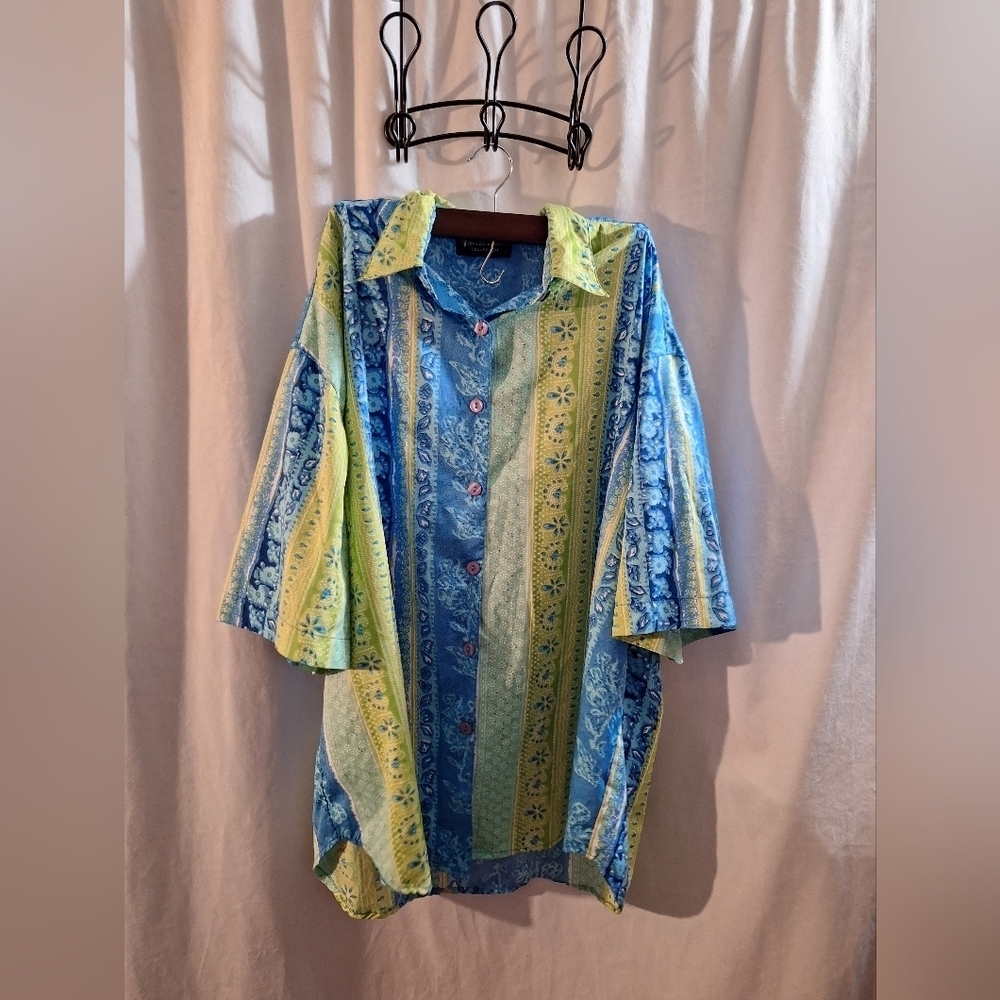 Blue and Green Button Down Shirt